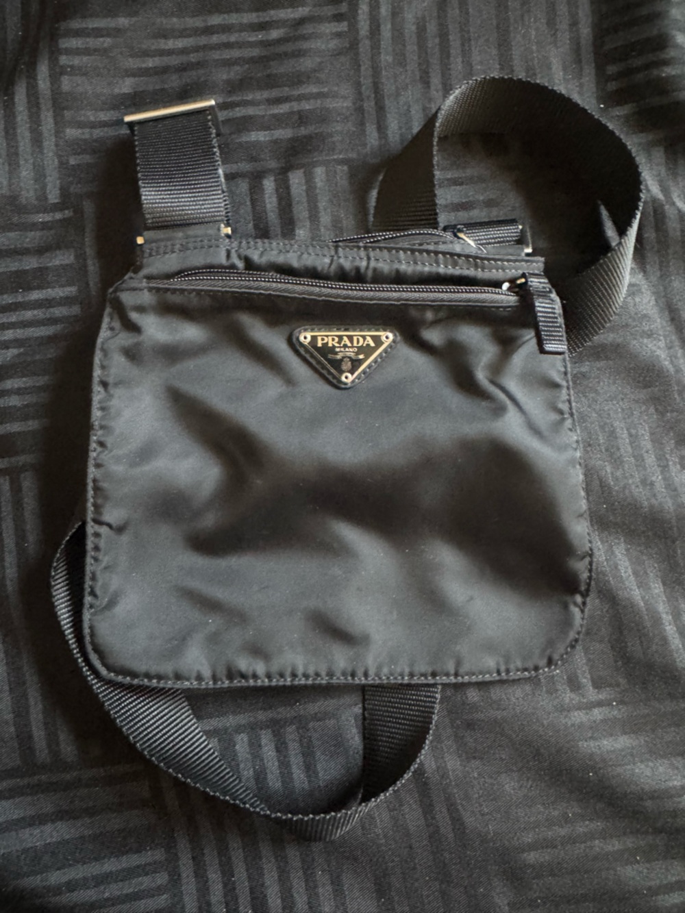 Prada Black Nylon Belt Bag with Triangle Logo